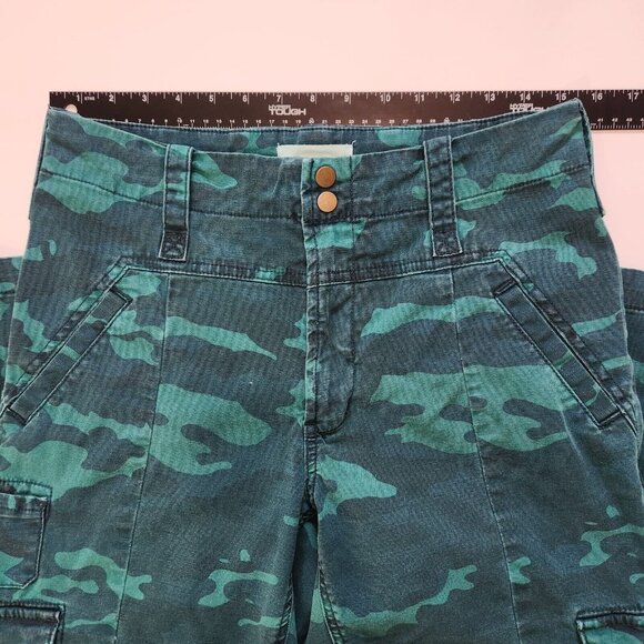 Anthropologie Austen High Rise Cargo Crop Pant Womens 30 Green Camo Canvas - Picture 4 of 12